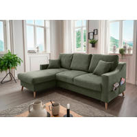 ECKSOFA Valentina Dunkelgrün Chenille  - Dunkelgrün/Naturfarben, MODERN, Holz/Textil (150/228cm) - Livetastic