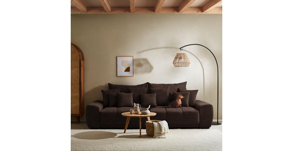 BIGSOFA Samt Dunkelbraun - Dunkelbraun/Schwarz, KONVENTIONELL, Holz/Textil (280/67/120cm) - Carryhome