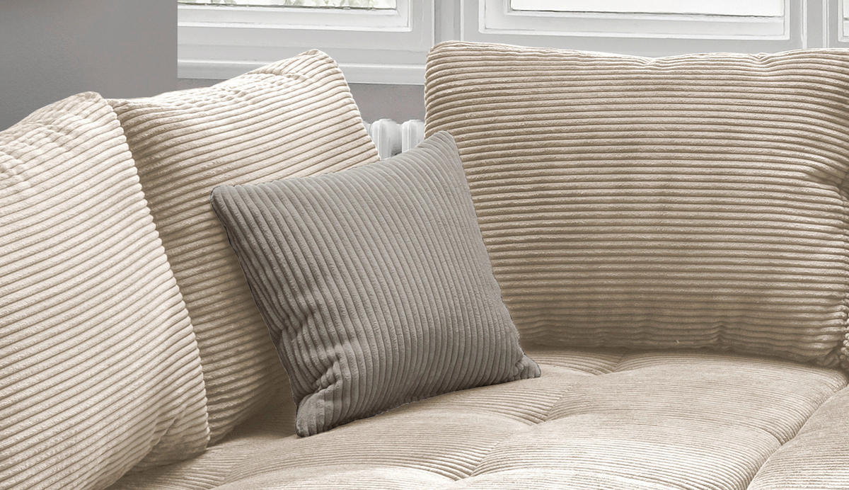 ECKSOFA in Cord Beige  - Beige/Schwarz, Design, Holz/Textil (202/298cm) - MID.YOU