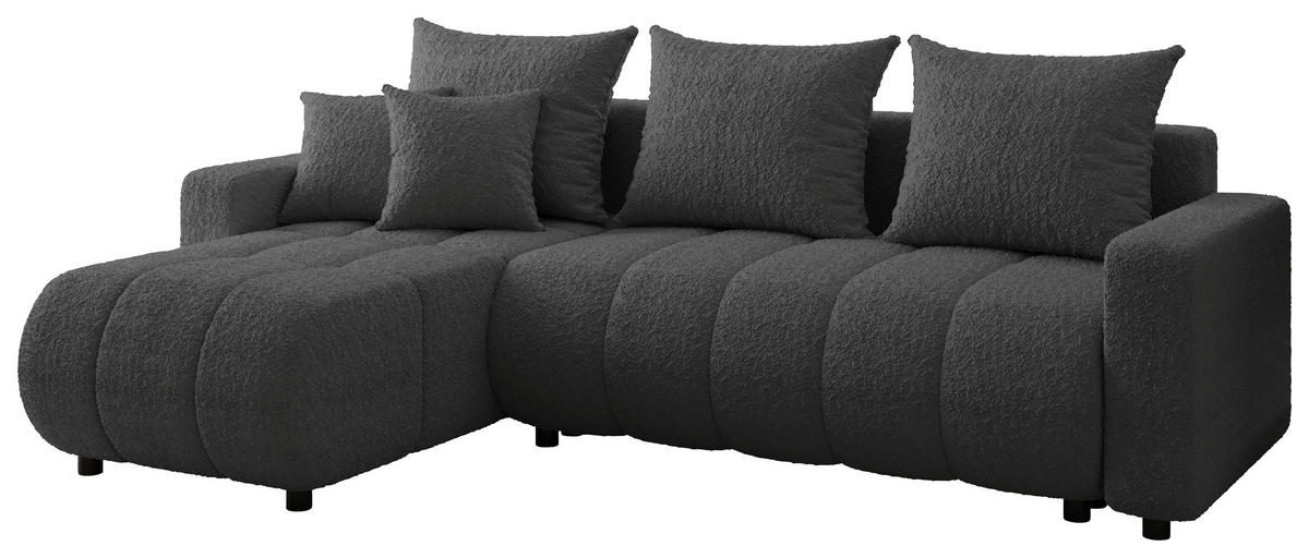 ECKSOFA  in Bouclé Dunkelgrau  - Dunkelgrau/Schwarz, MODERN, Kunststoff/Textil (150/240cm) - Carryhome