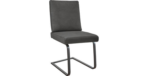 SCHWINGSTUHL in Stahl Mikrofaser - Schwarz/Graphitfarben, Design, Textil/Metall (46/92/60cm) - Dieter Knoll