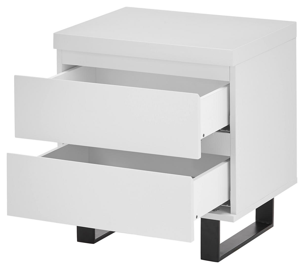 NACHTTISCH 51/54/40 cm  in Schwarz, Weiss  - Weiss/Schwarz, Basics, Holzwerkstoff/Metall (51/54/40cm)