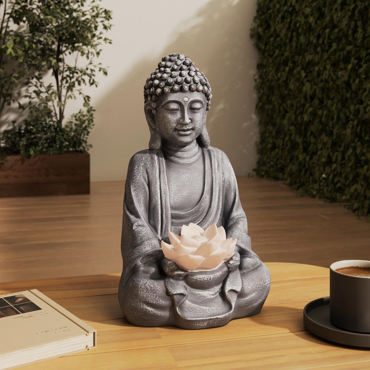 SOLÁRNÍ SVÍTIDLO, 17,8/15,3/27,9 cm - šedá/bílá, Lifestyle, plast (17,8/15,3/27,9cm) - Ambia Garden