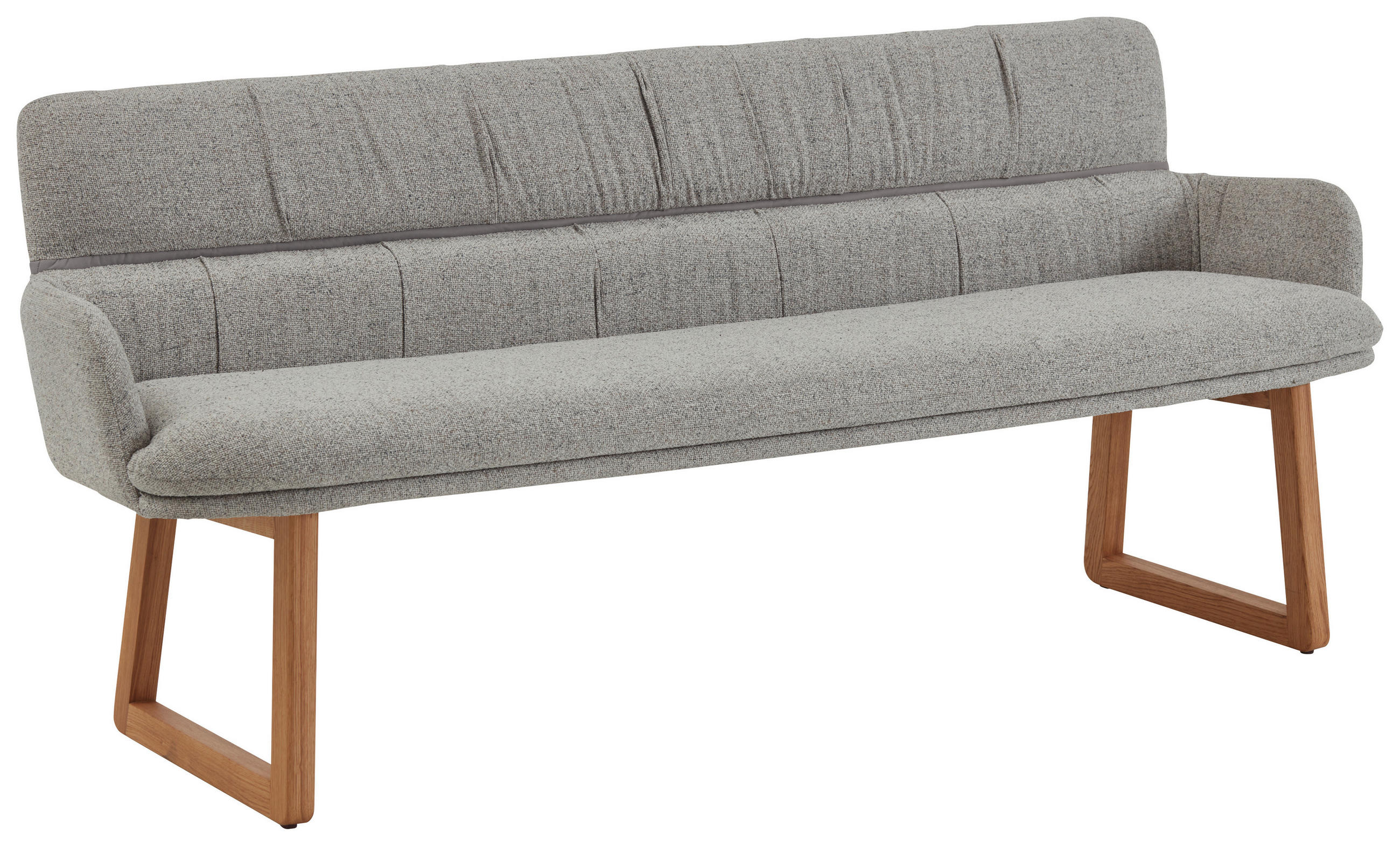 SITZBANK 200/86/68 cm Mikrofaser Graphitfarben Wildeiche massiv  - Wildeiche/Graphitfarben, Design, Holz/Textil (200/86/68cm) - Valdera