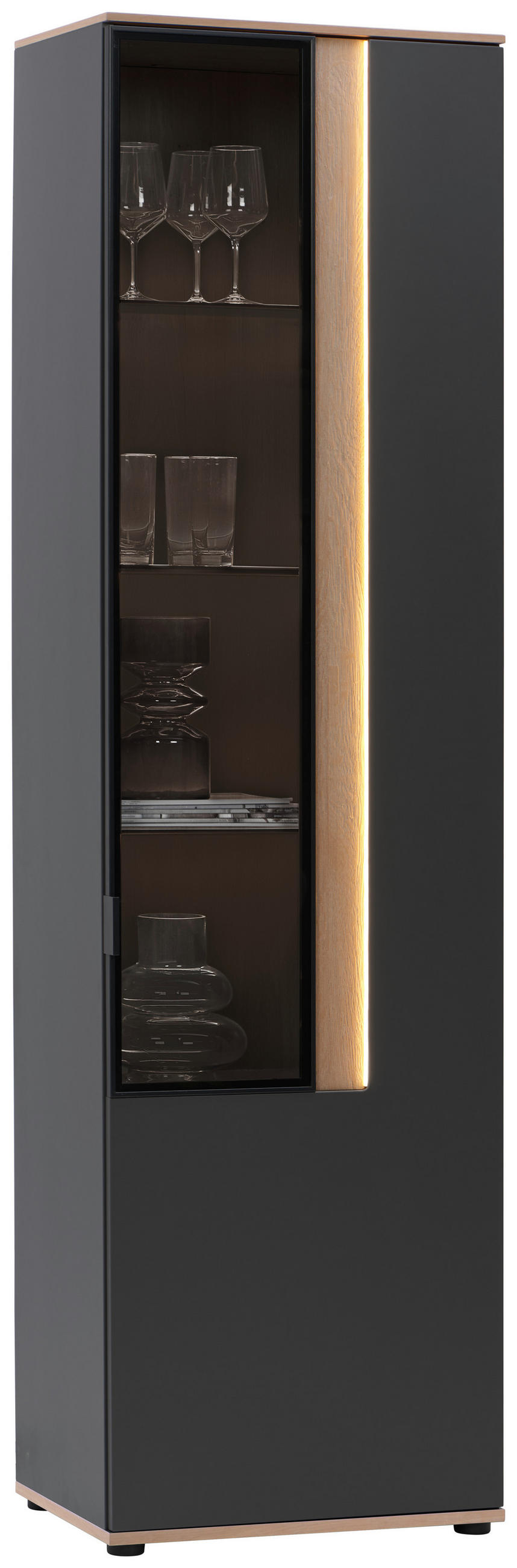 VITRINE  in furniert Anthrazit  - Anthrazit, Design, Glas/Holzwerkstoff (60,6/213,1/42cm) - Dieter Knoll