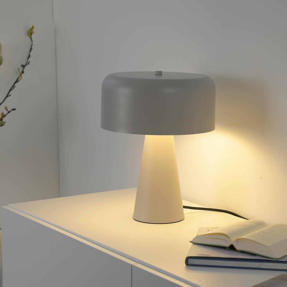 LED-TISCHLEUCHTE SW PENTO 26,5/26,5/34,5 cm   - Sandfarben/Schwarz, Design, Glas/Kunststoff (26,5/26,5/34,5cm) - Schöner Wohnen