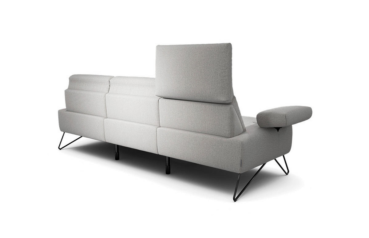 3-SITZER-SOFA in Chenille Hellgrau  - Hellgrau/Schwarz, Design, Textil/Metall (234-264/85/86-94cm) - SENSOO