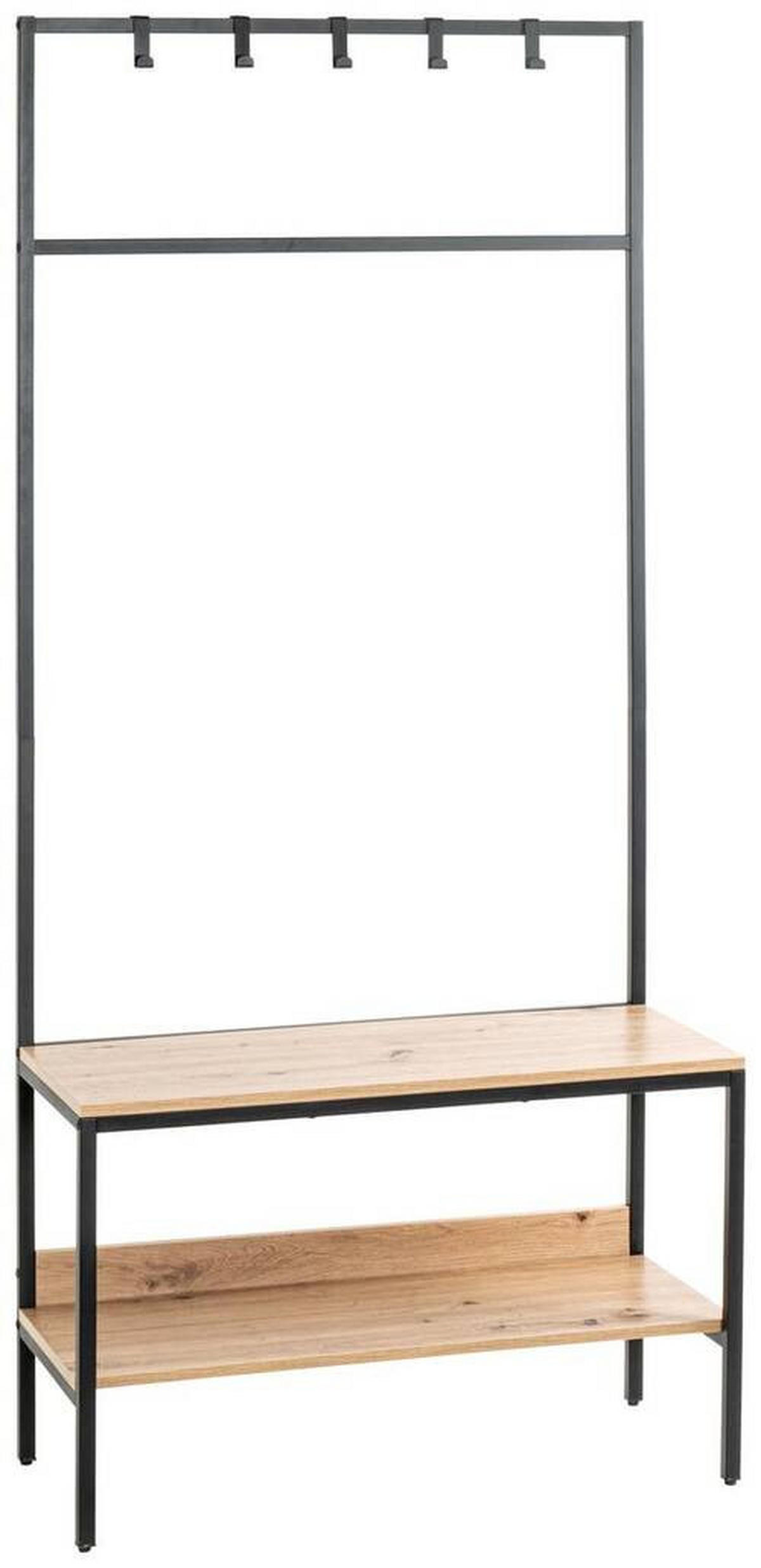 GARDEROBE  in 80/180/35 cm  - Eichefarben/Schwarz, Design, Holzwerkstoff/Metall (80/180/35cm)