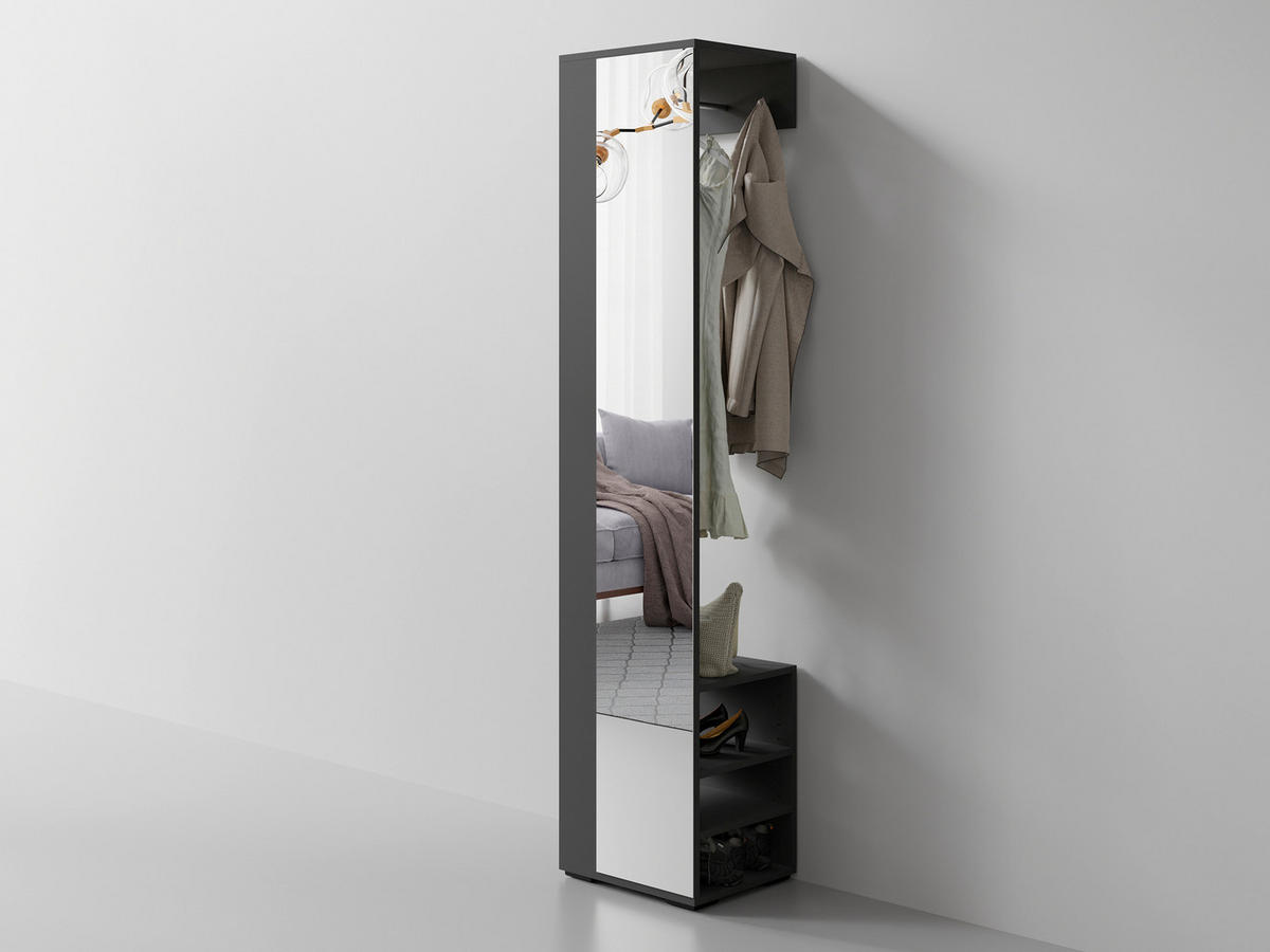GARDEROBE  in 40/184/35 cm  - Anthrazit/Silberfarben, Design, Holzwerkstoff/Kunststoff (40/184/35cm) - Livetastic