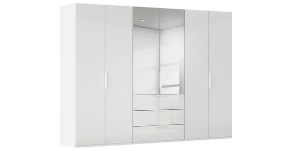 DREHTÜRENSCHRANK 301/223/61 cm,  in Weiß, 6-türig  - Weiß, Basics, Glas/Holzwerkstoff (301/223/61cm) - Novel