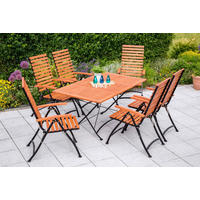 GARTENTISCHGRUPPE EukalyptusholzHartholz Stahl  - Schwarz/Naturfarben, KONVENTIONELL, Holz/Metall - Gardenson