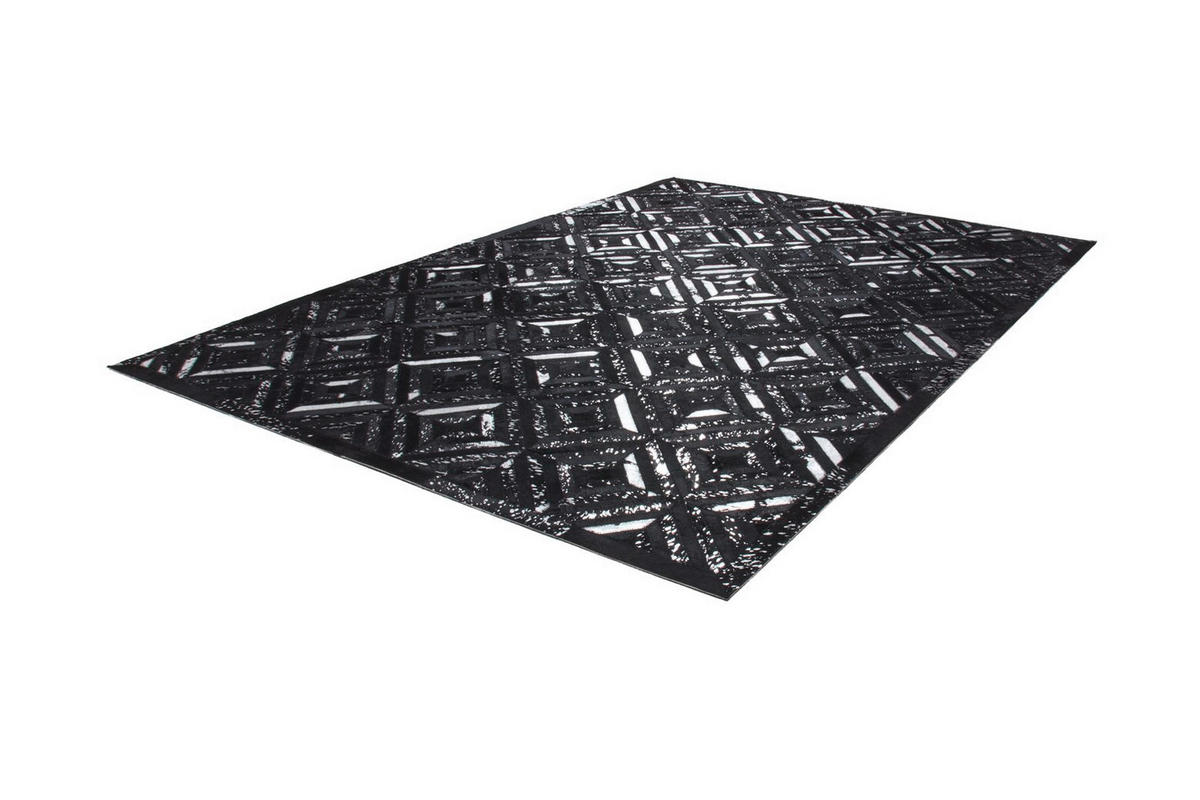 FLACHWEBETEPPICH 80/150 cm Spark 410 Schwarz / Silber Schwarz, Silberfarben  - Silberfarben/Schwarz, Basics, Leder/Textil (80/150cm) - Novel