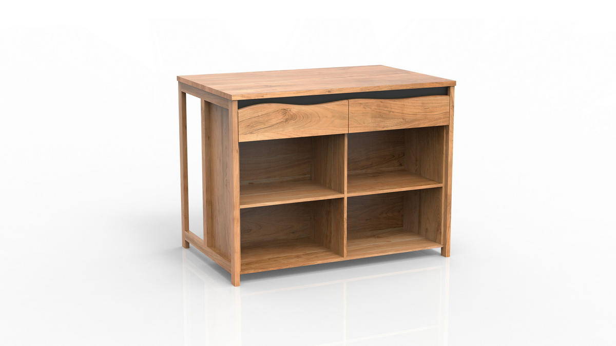 KÜCHENINSEL 125/94/80 cm  in Schwarz, Akaziefarben  - Schwarz/Akaziefarben, Natur, Holz (125/94/80cm) - Livetastic
