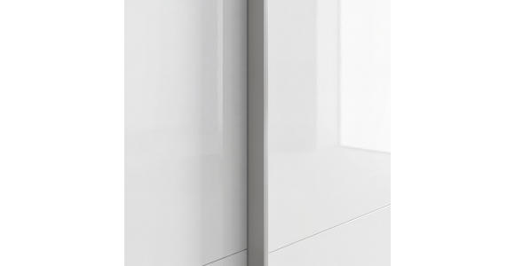 SCHWEBETÜRENSCHRANK 301/223/68 cm 3-türig Weiß, Weiß Hochglanz  - Weiß Hochglanz/Alufarben, Basics, Glas/Holzwerkstoff (301/223/68cm) - Novel