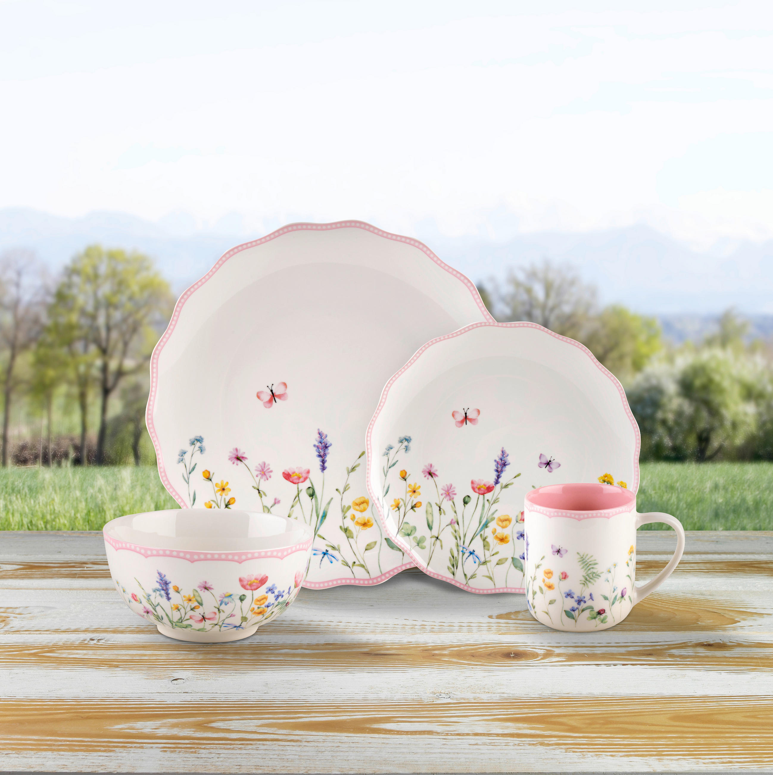 KOMBINOVANÁ SOUPRAVA 16dílné, porcelán (new bone china) keramika - vícebarevná, Lifestyle, keramika - Landscape