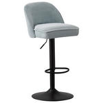 BARHOCKER Cord Schwarz, Hellblau Eisen Stoffauswahl, Sitzfläche 360° drehbar  - Schwarz/Hellblau, Design, Textil/Metall (46/90-112/50cm) - Xora