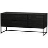 LOWBOARD Silas  in 120/55/44 cm  - Schwarz, Design, Leder/Holz (120/55/44cm) - Livetastic