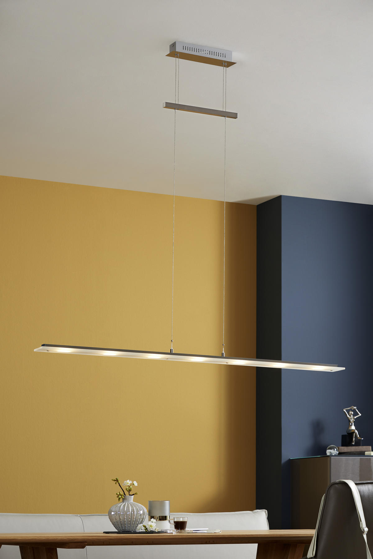 LED-HÄNGELEUCHTE   135 cm  - Chromfarben/Weiss, Design, Glas/Metall (135cm) - Fischer & Honsel