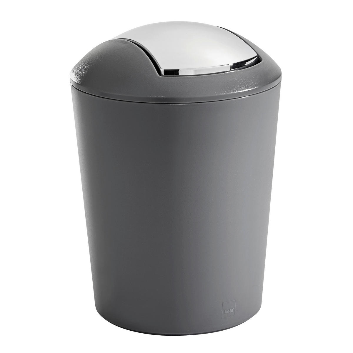 TISCHABFALLEIMER   - Chromfarben/Grau, Basics, Kunststoff (15/21cm) - Kela