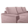 ECKSOFA Altrosa Cord  - Schwarz/Altrosa, KONVENTIONELL, Textil/Metall (150/240cm) - Carryhome
