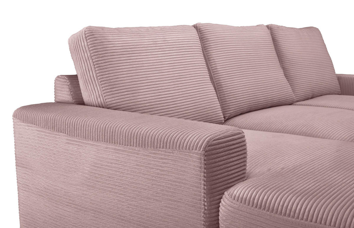 ECKSOFA Altrosa Cord  - Schwarz/Altrosa, KONVENTIONELL, Textil/Metall (150/240cm) - Carryhome