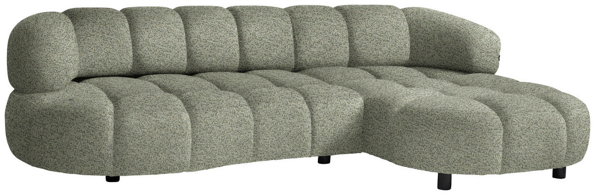ECKSOFA Khaki Webstoff  - Khaki/Schwarz, Design, Holz/Textil (284/183cm) - Welnova