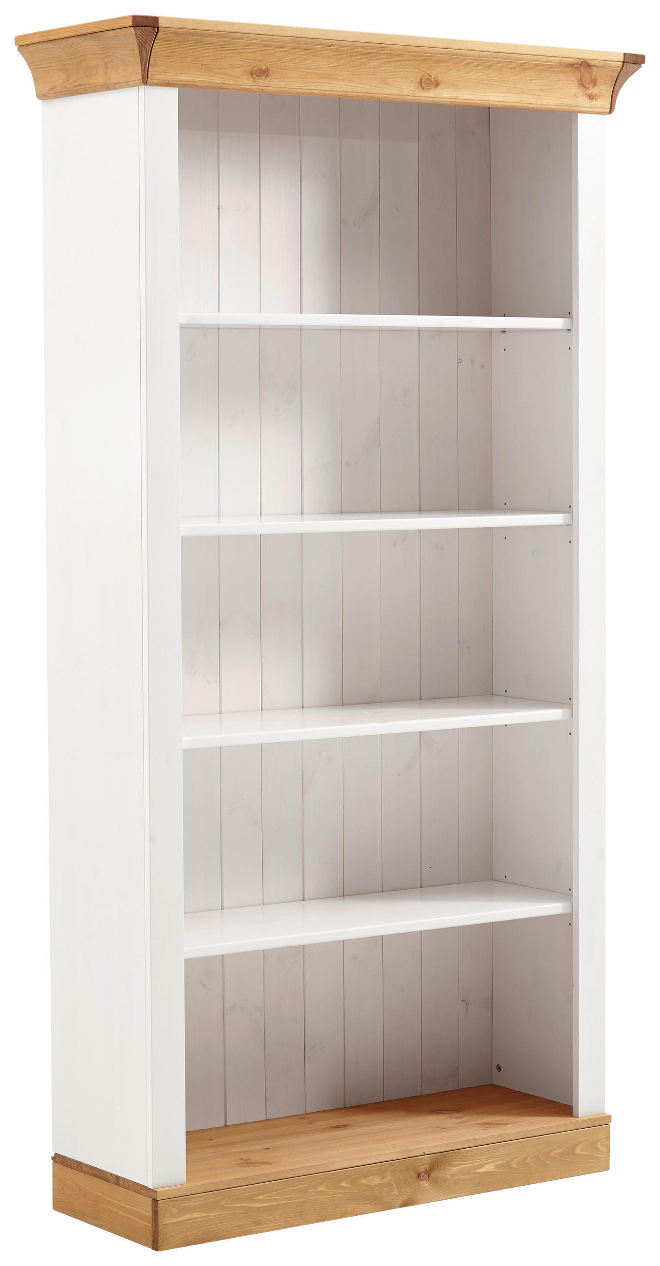 REGAL Kiefer massiv Weiß, Laugenfarbig  - Laugenfarbig/Weiß, ROMANTIK / LANDHAUS, Holz (108/202/38cm) - Boxxx