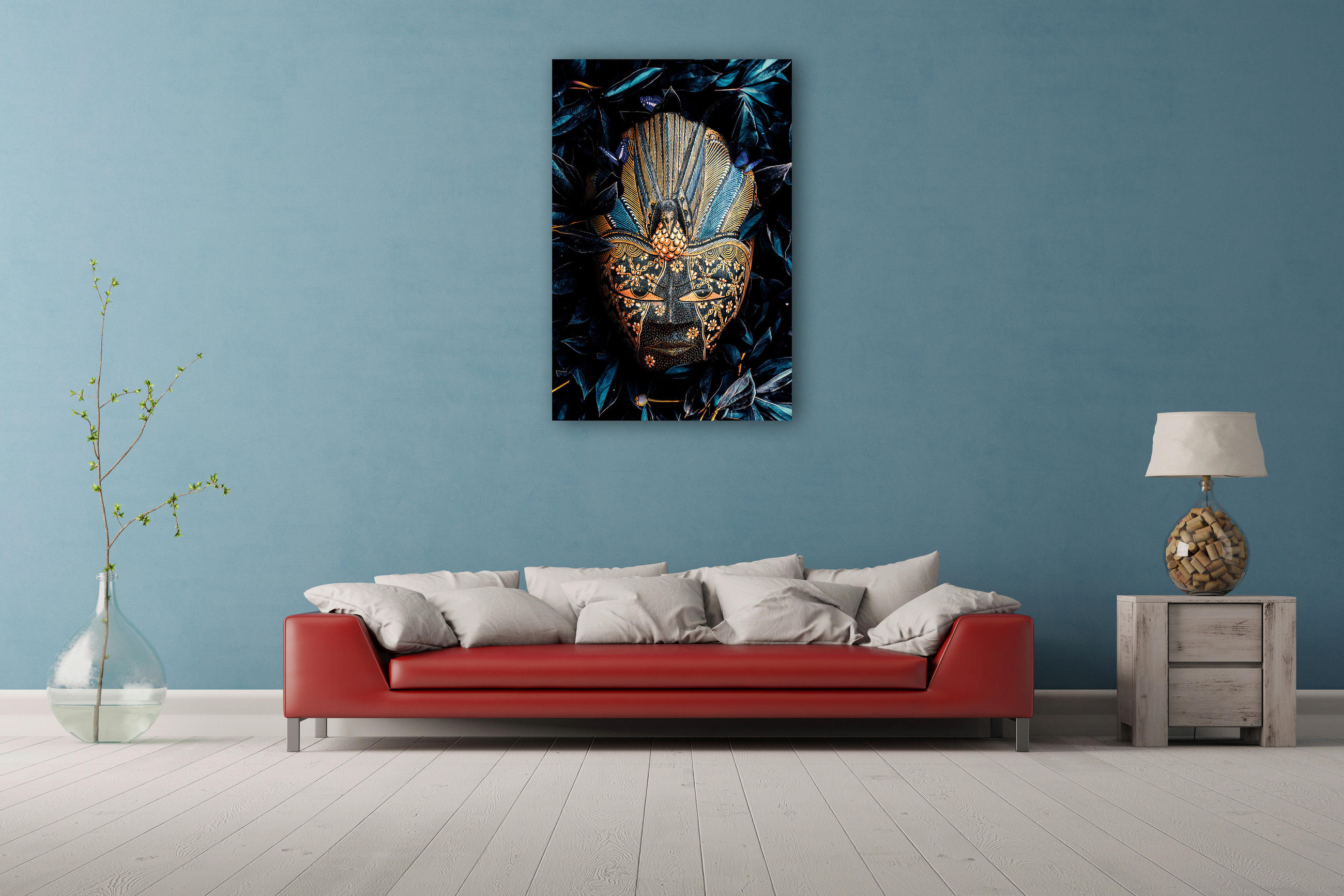 ALUMINIUMBILD 98/148 cm  - Blau/Goldfarben, Design, Kunststoff/Metall (98/148cm)