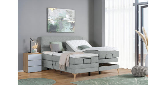 BOXSPRINGBETT 180/200 cm in Grau - Eichefarben/Grau, KONVENTIONELL, Holz/Textil (180/200cm) - Voleo