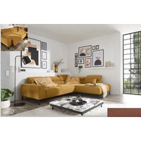 SJEDEĆA GARNITURA tekstil, drvni materijal  boje hrđe   - boje hrđe/crna, Moderno, drvni materijal/tekstil (276/221cm) - Pure Home Comfort