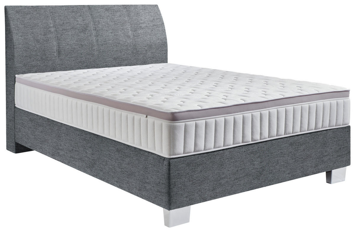 BOXSPRINGBETT 140/200 cm  in Dunkelgrau  - Chromfarben/Dunkelgrau, Konventionell, Kunststoff/Textil (140/200cm) - Hom`in