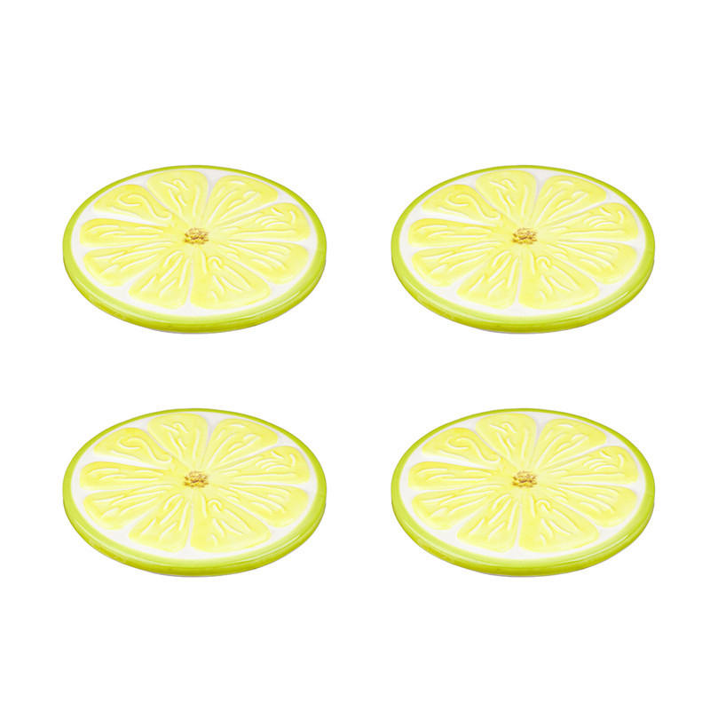UNTERSETZER Textil, Keramik Webstoff Braun, Gelb, Grün, Weiß 10 cm  - Gelb/Braun, LIFESTYLE, Keramik/Textil (10cm)