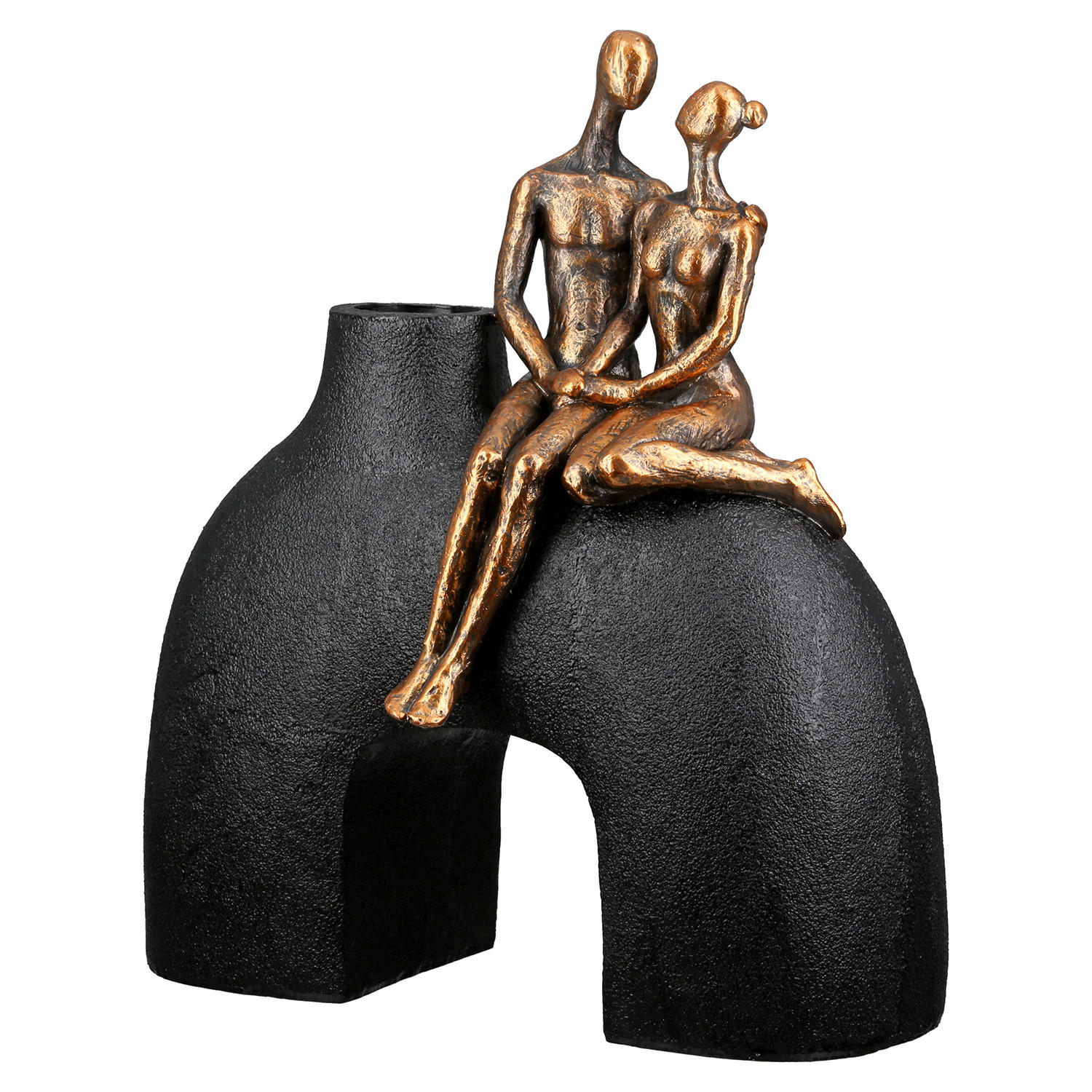 DEKOVASE  - Schwarz/Bronzefarben, LIFESTYLE, Kunststoff (23/25,5/12cm)