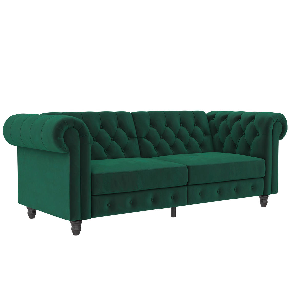 SCHLAFSOFA FIRENZE in Velours Dunkelgrün Vintage, Skandinavisch, Modern  - Dunkelgrün/Schwarz, Basics, Holz/Textil (236/83/87cm) - Livetastic