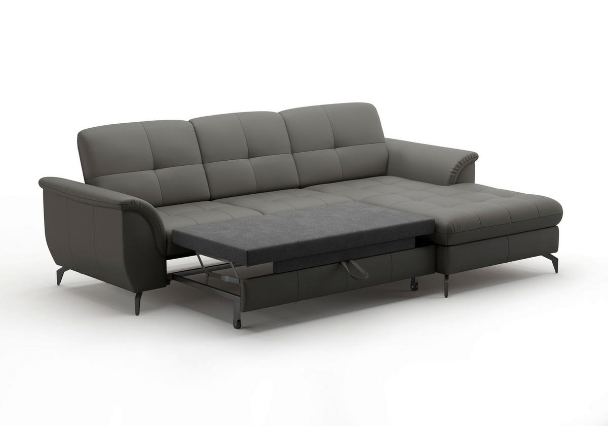 ECKSOFA in Vliesstoff Kombination Echtleder/Stoff Anthrazit  262/164 cm  - Anthrazit/Schwarz, MODERN, Leder/Textil (262/164cm) - Sit & More