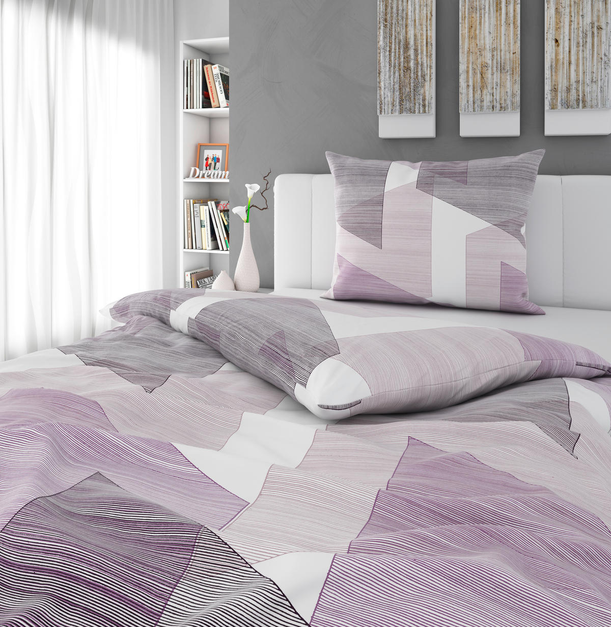BETTWÄSCHESET Mavie Satin 160/210 cm  65 cm/100 cm  - Lila, Konventionell, Textil (160/210cm) - Esposa
