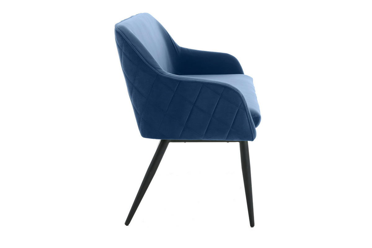 SITZBANK 160/85/61 cm Samt Blau Metall  - Blau/Schwarz, MODERN, Textil/Metall (160/85/61cm) - Livetastic