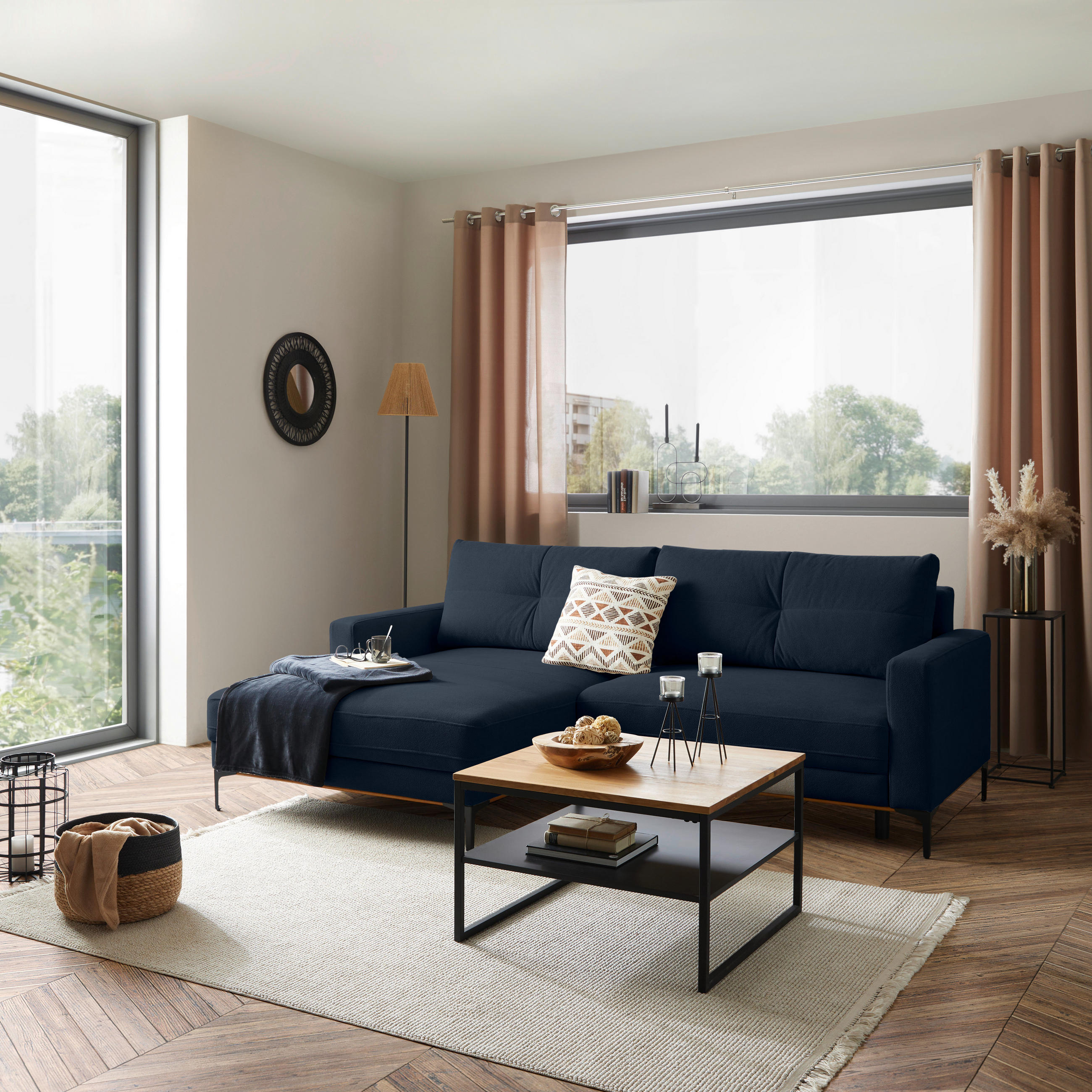 ECKSOFA Royalblau  - Royalblau/Schwarz, MODERN, Textil/Metall (162/238cm) - Ondega