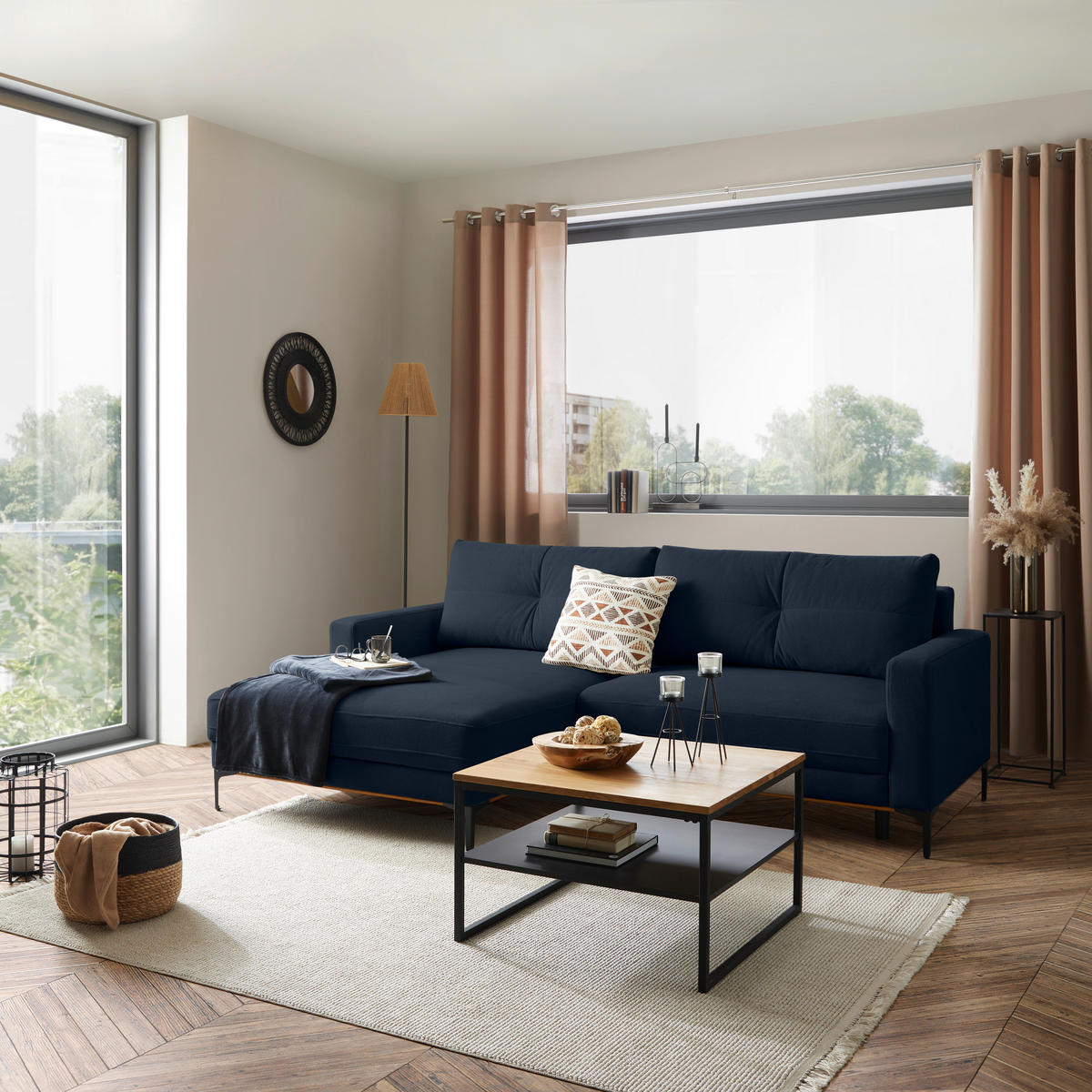 ECKSOFA Royalblau  - Royalblau/Schwarz, MODERN, Textil/Metall (162/238cm) - Ondega