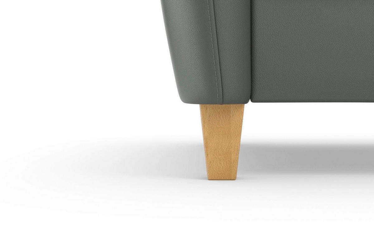 ROHOVÁ SEDAČKA, kůže, antracitová - barvy dubu/antracitová, Basics, dřevo/kůže (212/236cm) - Sit & More