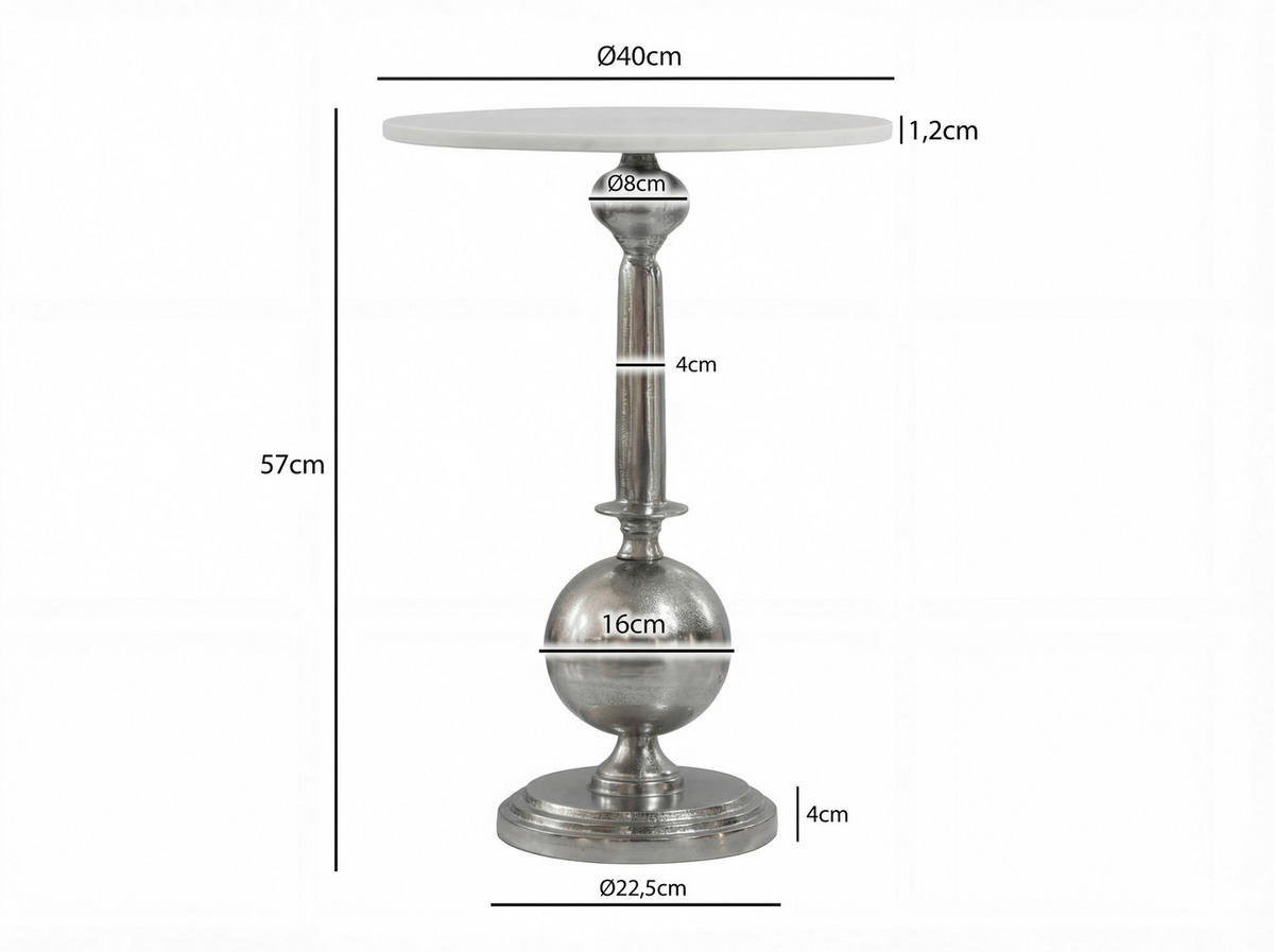  i sten 40/40/57 cm  - silver, Design, metall/sten (40/40/57cm) - Livetastic