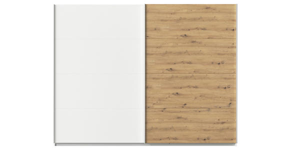 SCHWEBETÜRENSCHRANK  in Weiß, Eiche Artisan  - Alufarben/Weiß, KONVENTIONELL, Holzwerkstoff/Metall (271/210/62cm) - Xora