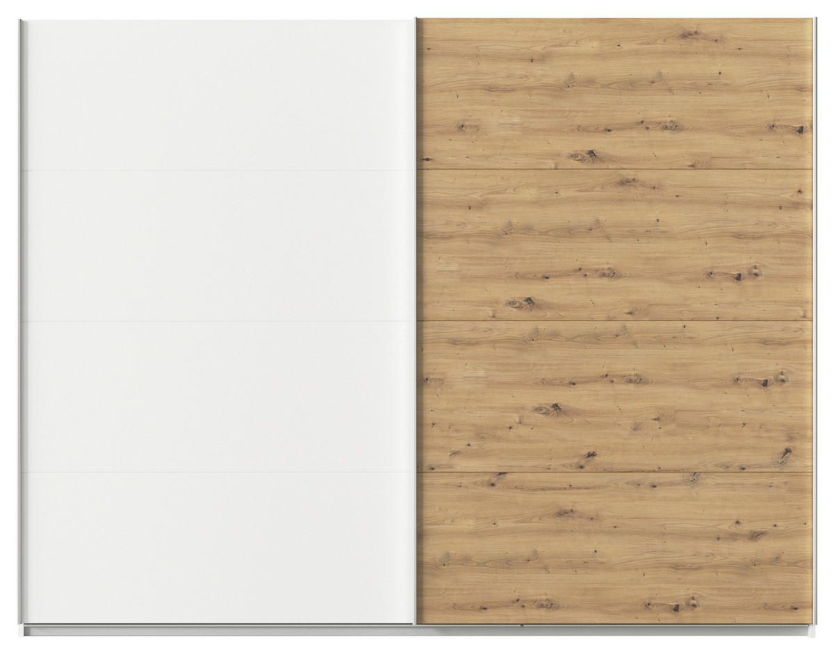 SCHWEBETÜRENSCHRANK  in Weiß, Eiche Artisan  - Alufarben/Weiß, KONVENTIONELL, Holzwerkstoff/Metall (271/229/62cm) - Xora