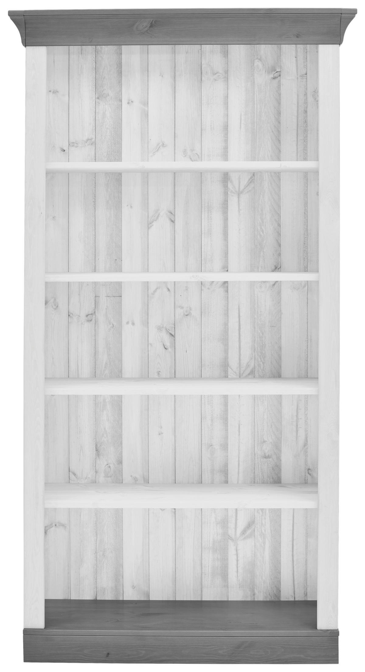 REGAL Kiefer massiv Weiß, Grau  - Weiß/Grau, ROMANTIK / LANDHAUS, Holz (108/202/38cm) - Boxxx