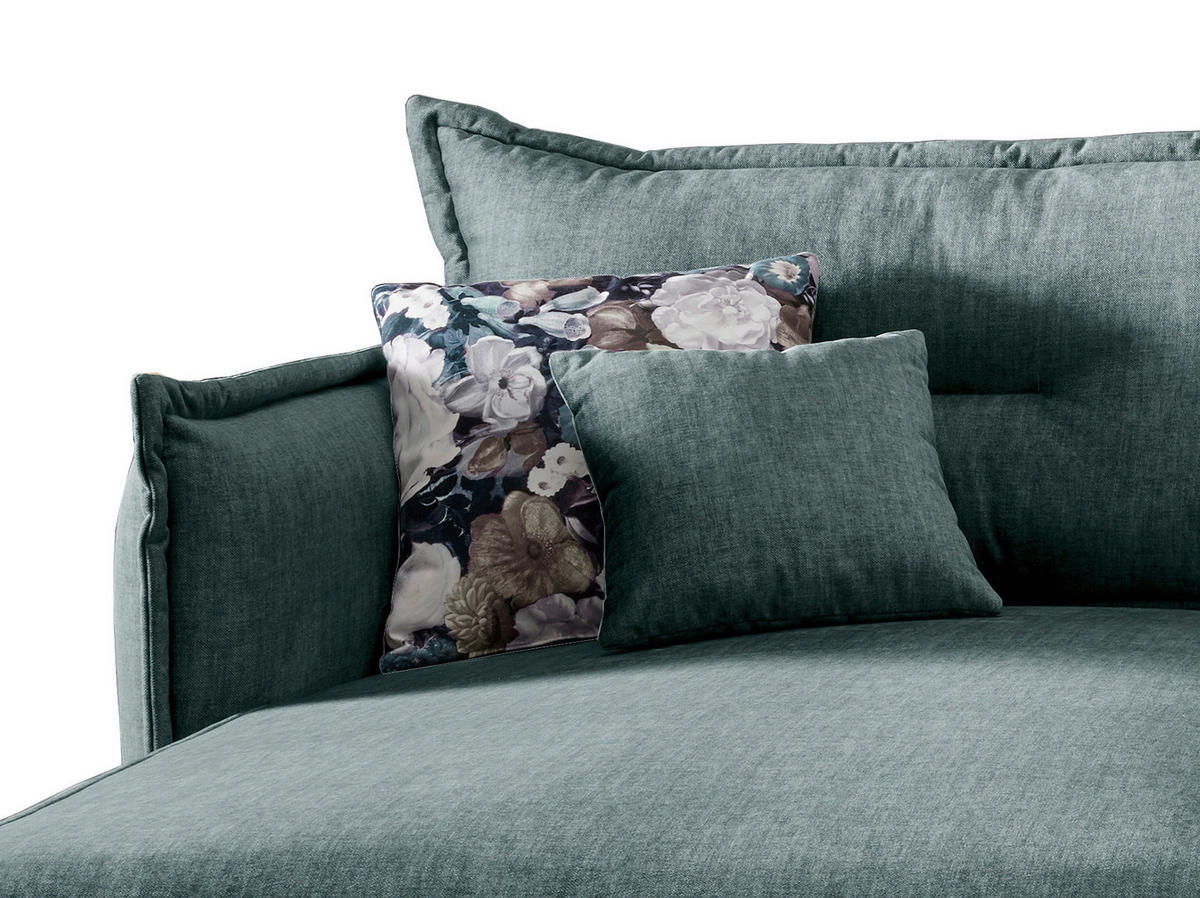 ECKSOFA Hellblau Velours  - Türkis/Schwarz, MODERN, Textil/Metall (180/255cm) - Livetastic