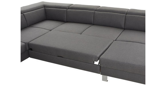 WOHNLANDSCHAFT inkl.Funktionen Grau Webstoff - Silberfarben/Grau, Design, Textil/Metall (168/320/226cm) - Xora