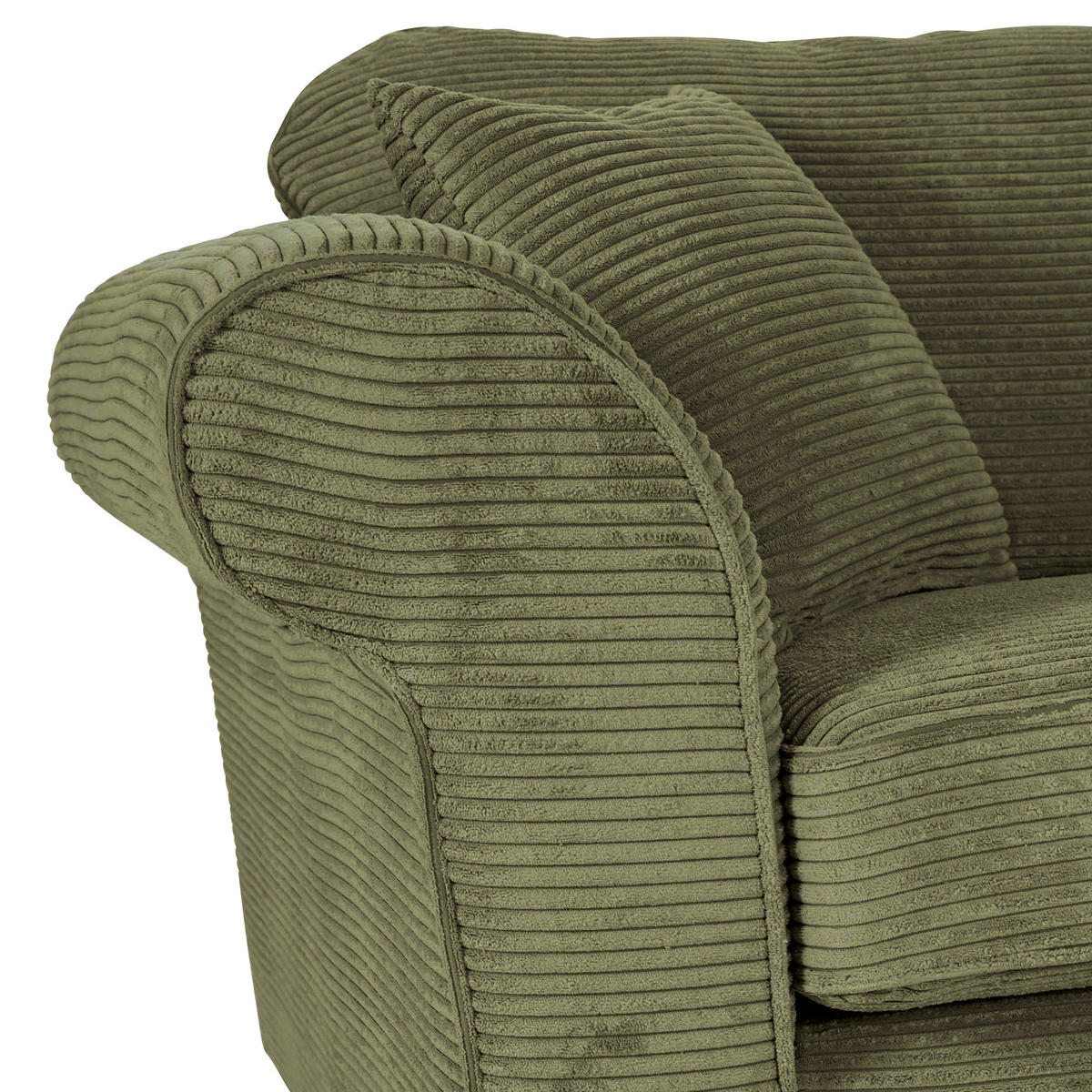 3-SITZER-SOFA Cord Dunkelgrün  - Dunkelgrün/Dunkelbraun, KONVENTIONELL, Holz/Textil (215/70/90cm) - home24