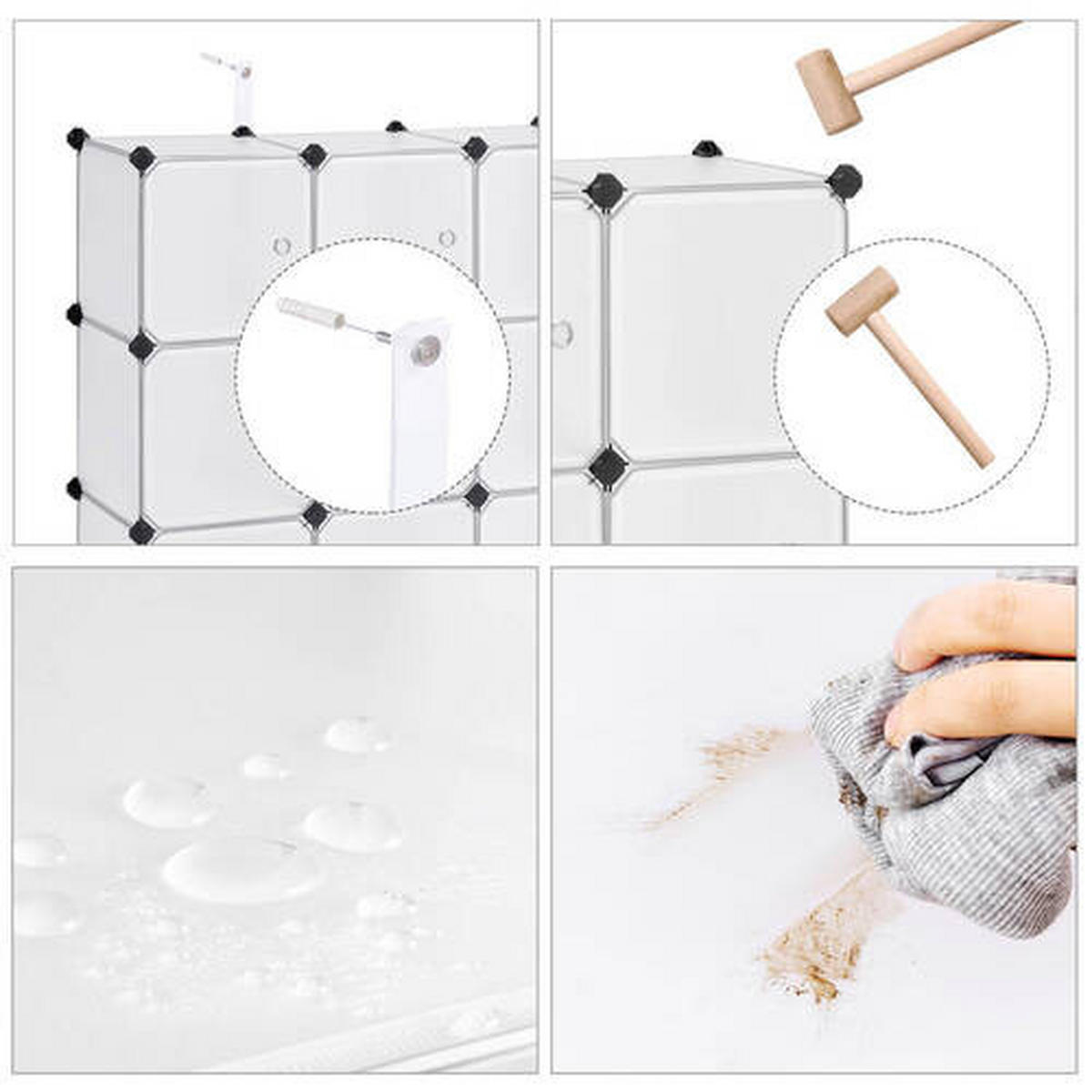 KOMBINÁCIA REGÁLOV, biela, železo, 93/123/31 cm - čierna/biela, Basics, kov/plast (93/123/31cm) - Boxxx