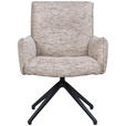 ARMLEHNSTUHL  Sitzfläche 360° drehbar, inklusive Armlehnen, automatische Rückholfunktion Webstoff  - Taupe/Schwarz, Design, Textil/Metall (65/91/65cm) - Novel
