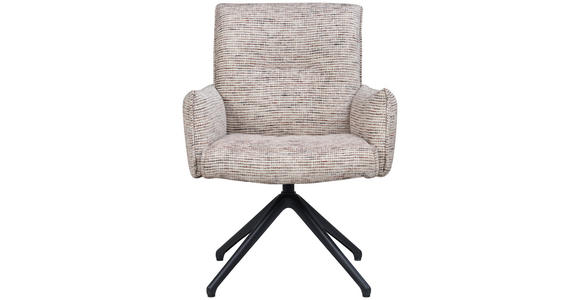 ARMLEHNSTUHL  Sitzfläche 360° drehbar, inklusive Armlehnen, automatische Rückholfunktion Webstoff  - Taupe/Schwarz, Design, Textil/Metall (65/91/65cm) - Novel